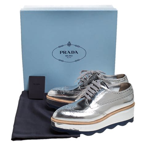 prada silver brogue|prada brogue platform shoes.